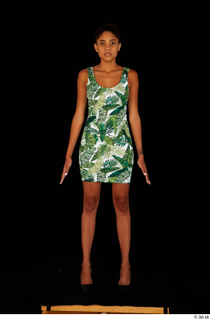 Luna Corazon dressed green patterned dress standing whole body 0001.jpg